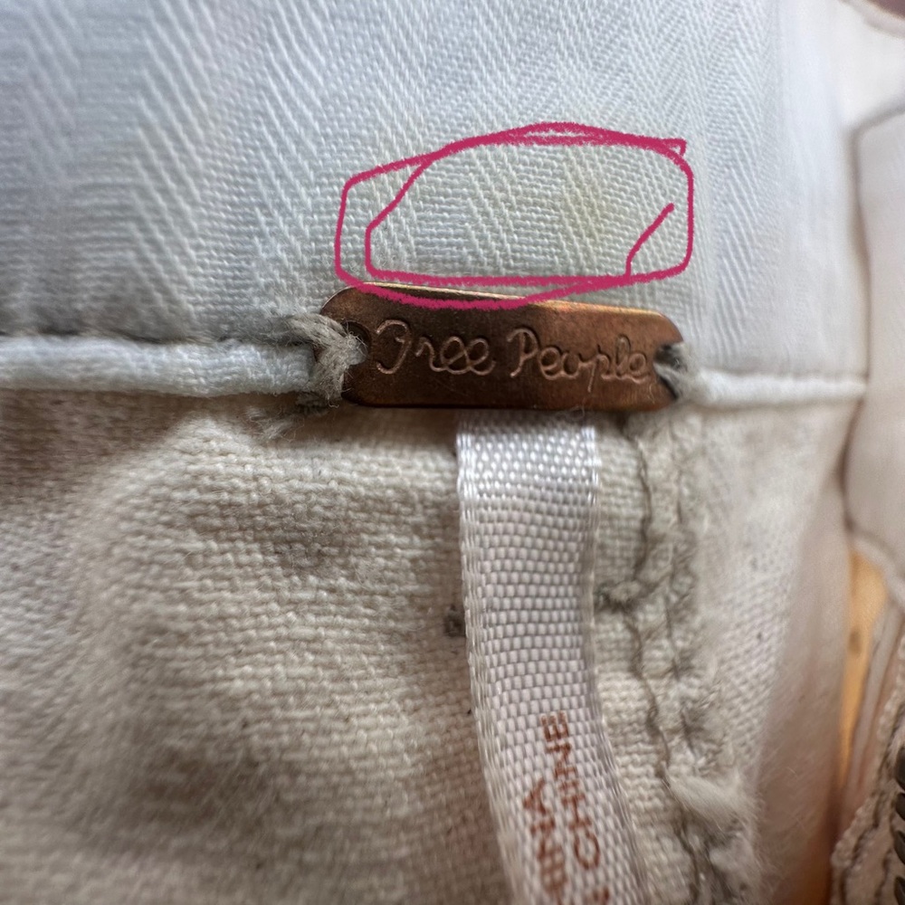 Free People Jean High-Rise Buckle Back Cream Wash Denim Wide Leg Street-Style 8 - Picture 14 of 15